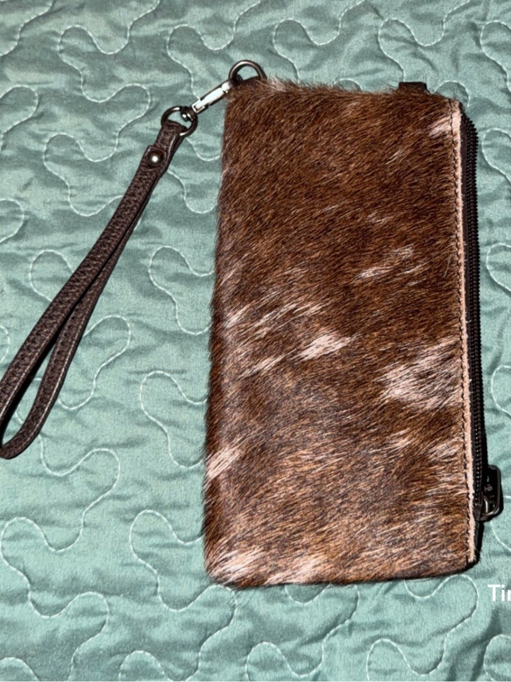 Montana west Brown Haircalf Wristlet Wallet cell phone holder Removable Strap